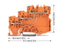 3-Leiter-Initiatoreneinspeiseklemme mit farbig bedruckten Leitereinführungen 1 mm² orange