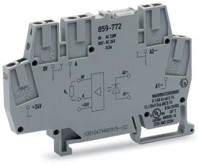 Optokopplermodul Eingangsnennspannung AC 230 V Ausgangsspannungsbereich DC 20 … 30 V grau