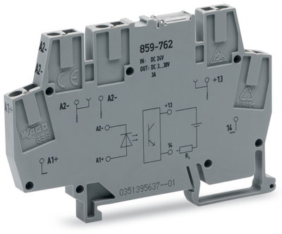 Optokopplermodul Eingangsnennspannung DC 24 V Ausgangsspannungsbereich DC 3 … 30 V grau