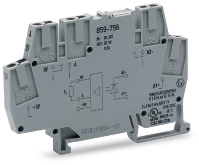Optokopplermodul Eingangsnennspannung DC 24 V Ausgangsspannungsbereich DC 4 … 6,25 V grau