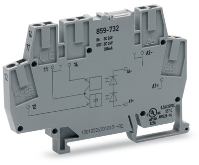 Optokopplermodul Eingangsnennspannung DC 24 V Ausgangsspannungsbereich DC 3 … 30 V grau
