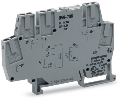 Optokopplermodul Eingangsnennspannung DC 24 V Ausgangsspannungsbereich DC 4 … 6,25 V grau