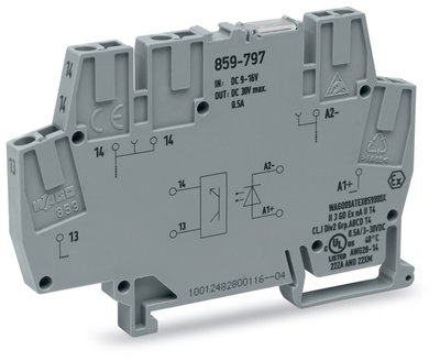 Optokopplermodul Eingangsnennspannung DC 12 V Ausgangsspannungsbereich DC 3 … 30 V grau