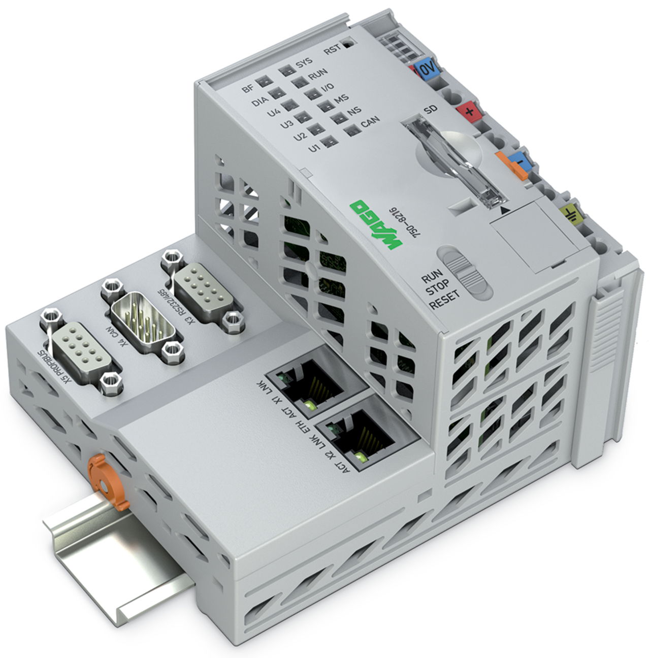 Controller PFC200 2. Generation 2 x ETHERNET, RS-232/-485, CAN, CANopen, PROFIBUS-Slave lichtgrau