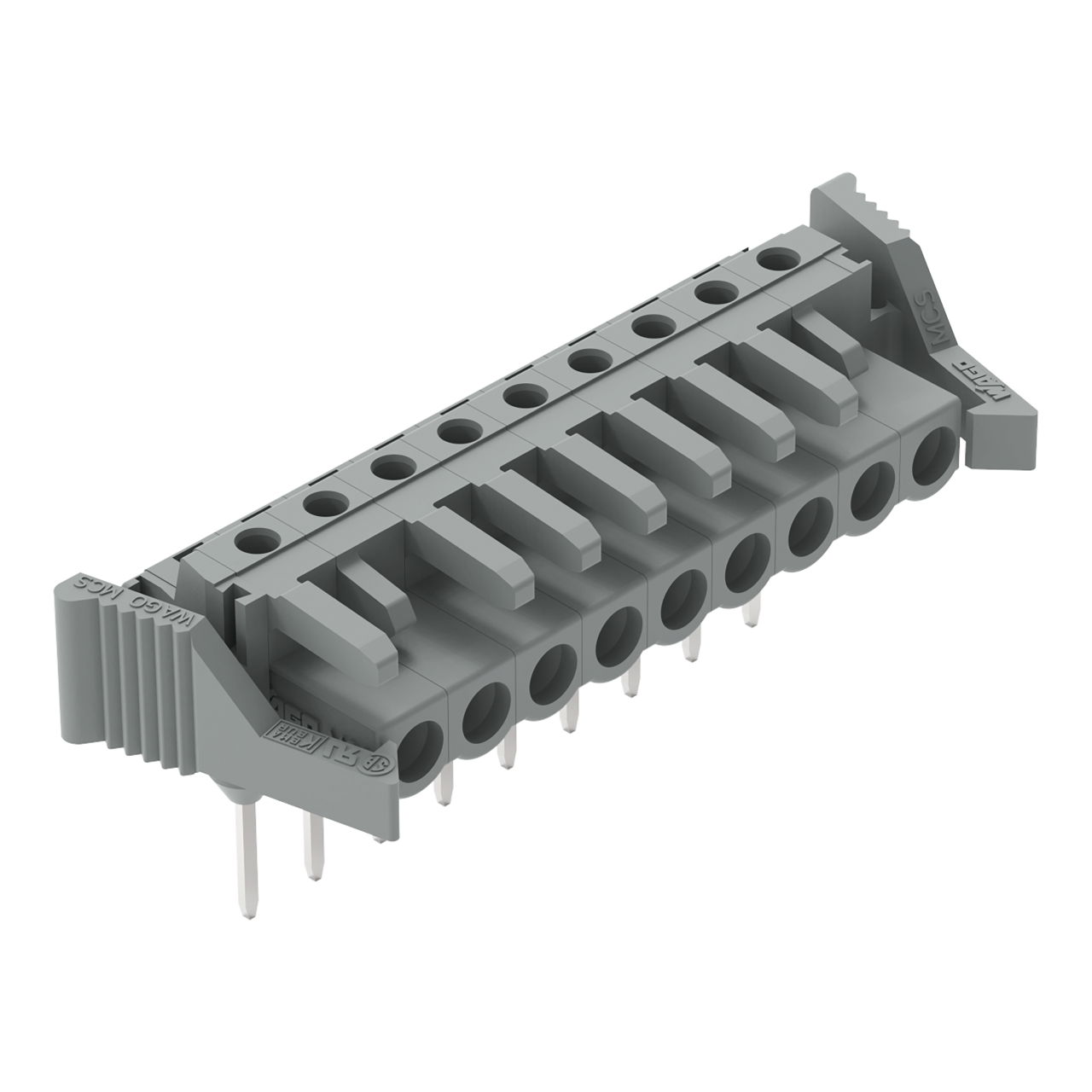 Federleiste für Reihenklemmen Stifte 0,6 x 1 mm abgewinkelt grau