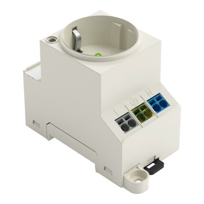 Schaltschrank-Steckdose zur Tragschienen- und Schraubmontage für Stecker Typ F, CEE 7/4 (SCHUKO®) lichtgrau