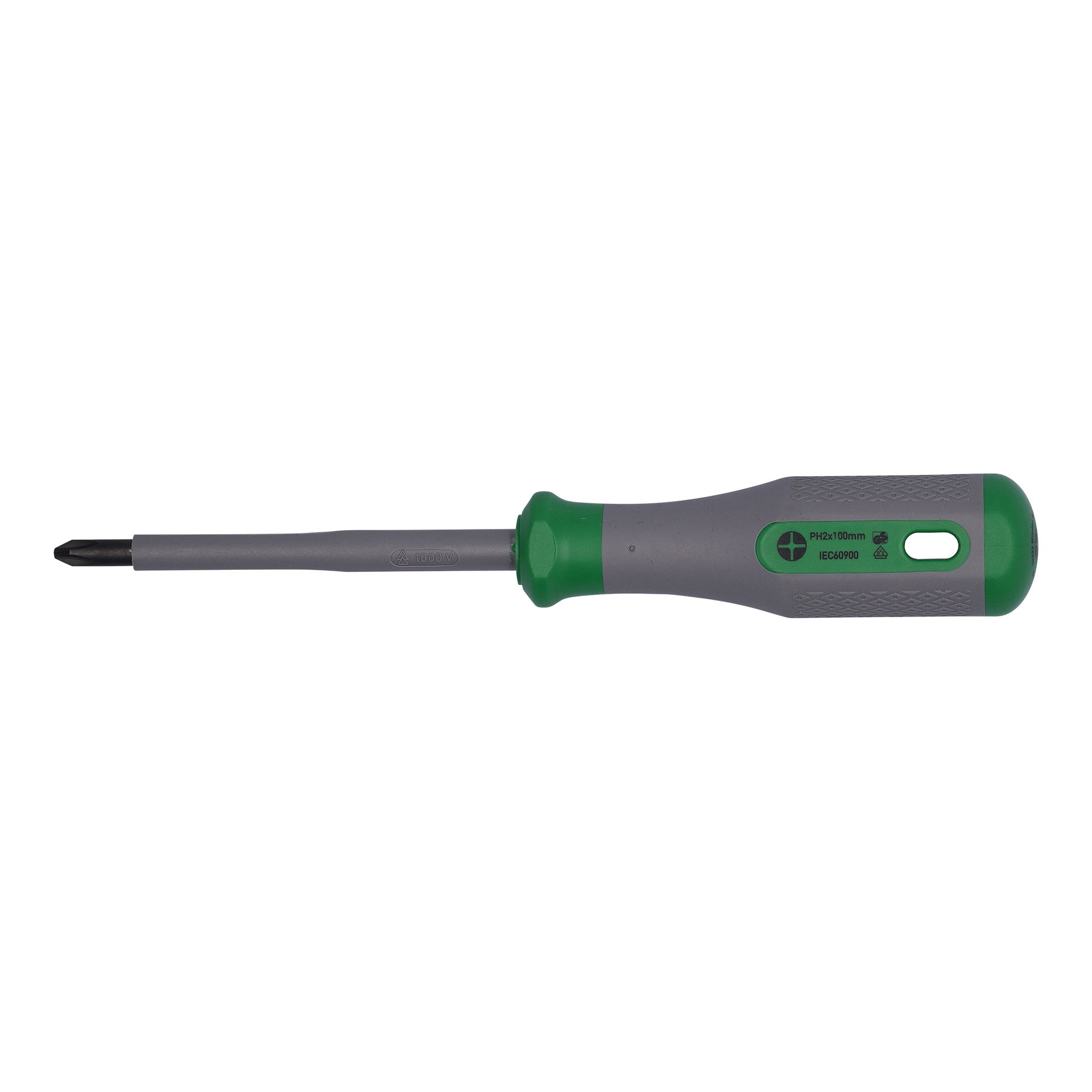 VDE-Kreuzschlitz-Schraubendreher PH2 x 100 VDE-geprüft grün/grau – Bild 2 von 4