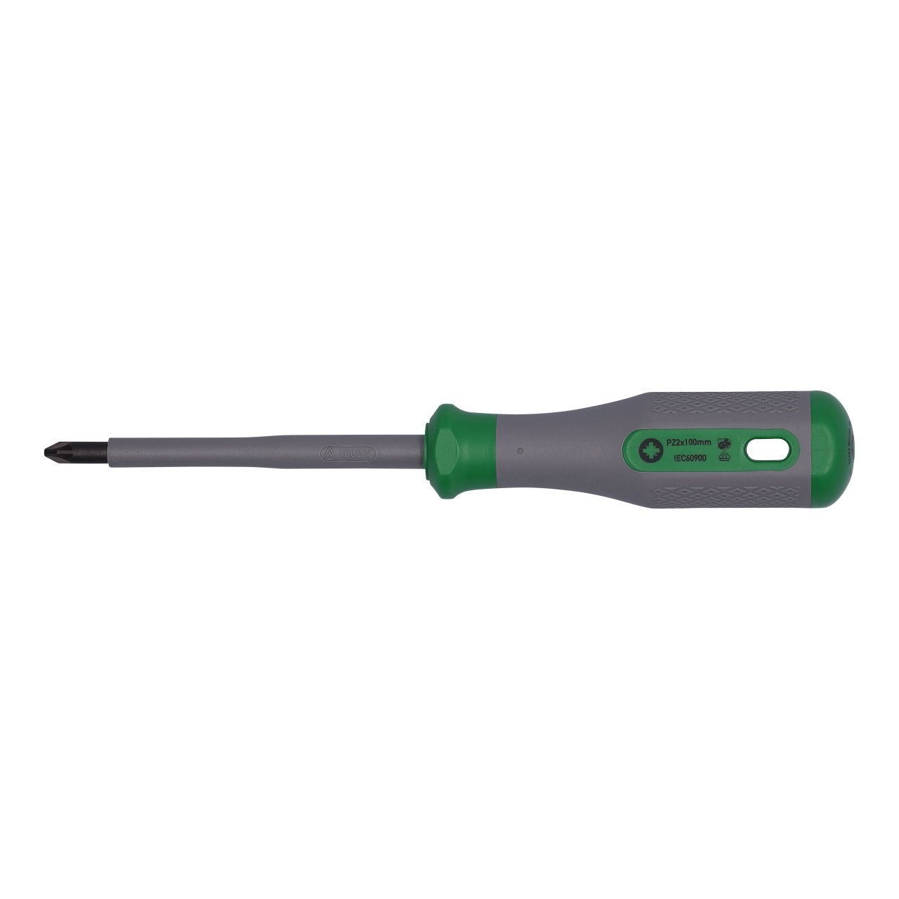 VDE-Kreuzschlitz-Schraubendreher PZ2 x 100 VDE-geprüft grün/grau – Bild 2 von 4
