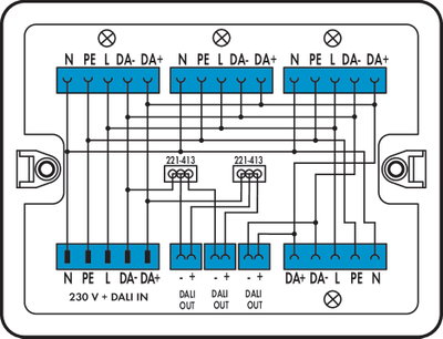 Verteilerbox 230 V + DALI 1 Eingang weiß