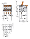 Leiterplattenklemme Hebel 1,5 mm² grau