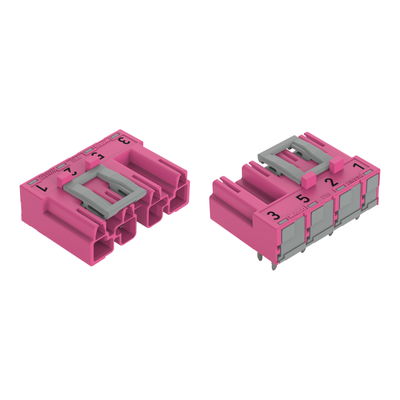 Stecker für Leiterplatten abgewinkelt 4-polig pink