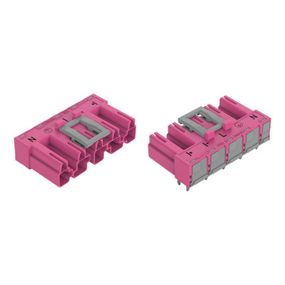 Stecker für Leiterplatten abgewinkelt 5-polig pink