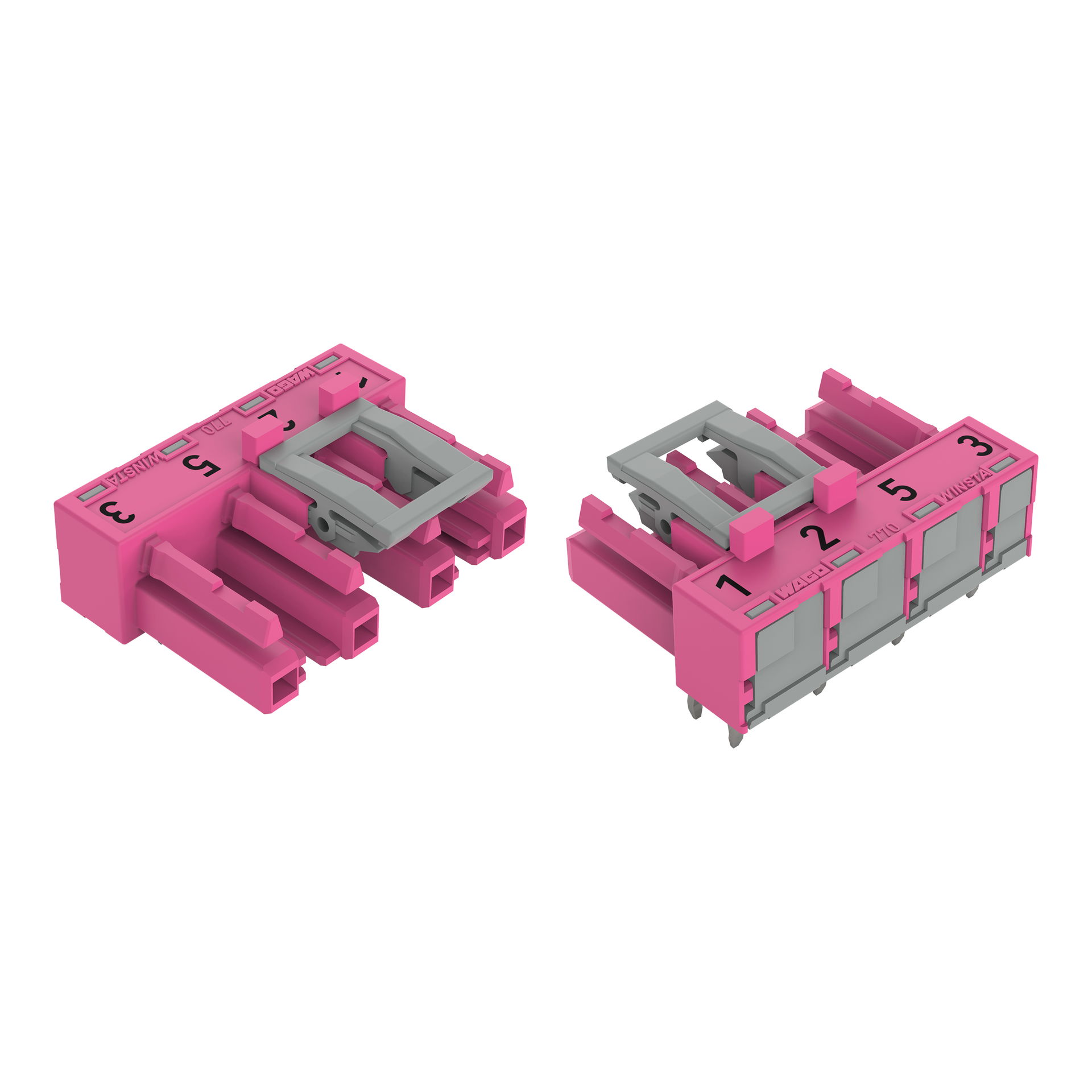 Buchse für Leiterplatten abgewinkelt 4-polig pink