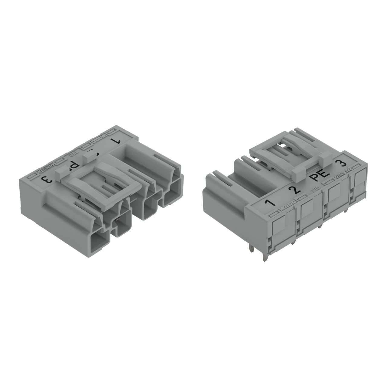 Stecker für Leiterplatten abgewinkelt 4-polig grau