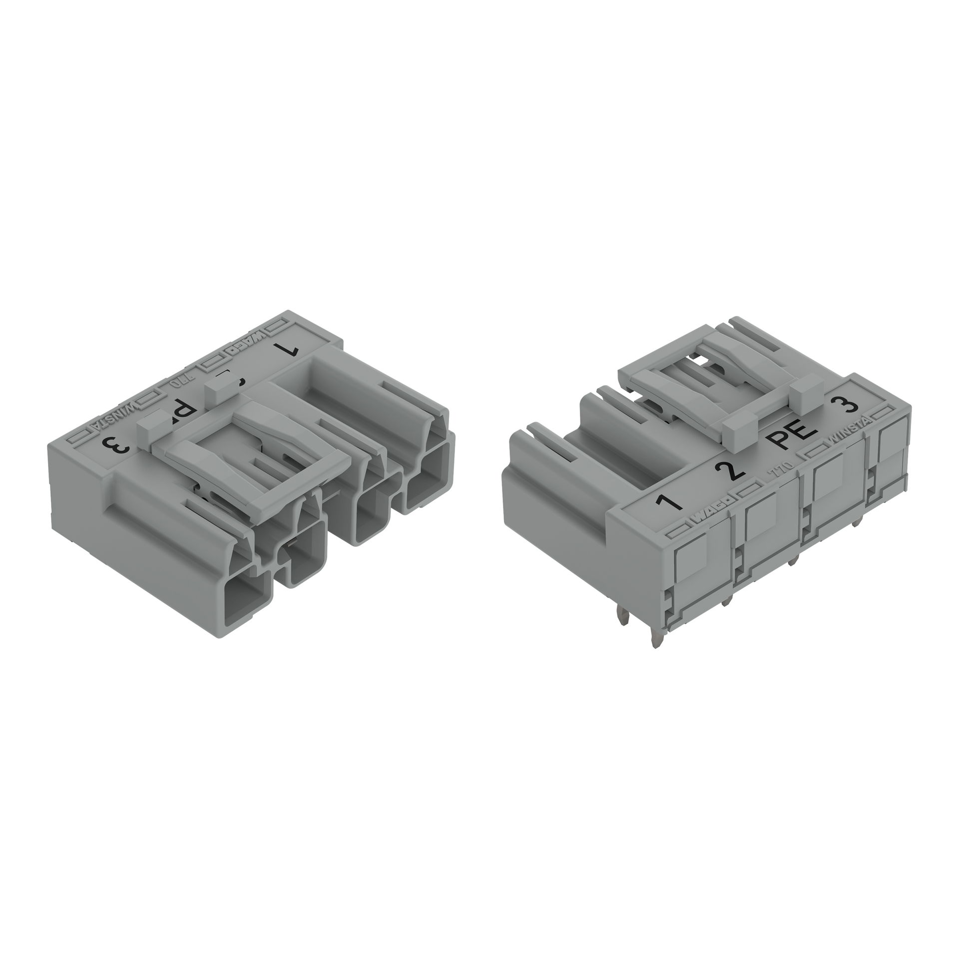 Stecker für Leiterplatten abgewinkelt 4-polig grau