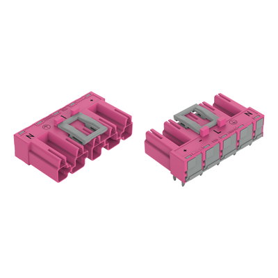 Stecker für Leiterplatten abgewinkelt 5-polig pink