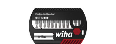 Wiha Bit Set FlipSelector Standard 25 mm gemischt 13-tlg. 1/4" C6,3 mit Gürtelclip (39083)