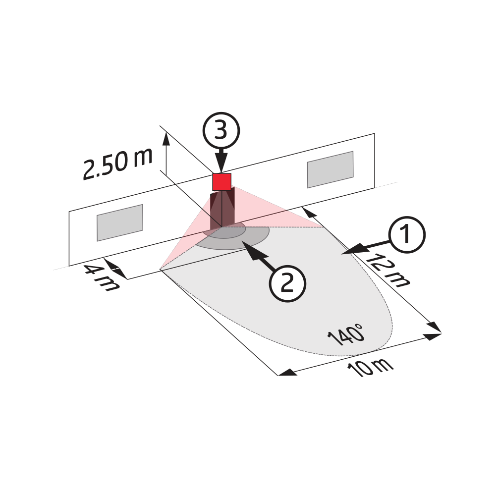 Motion Detector 140° Wall mounting black IP54 12m 1Channel – Image 3 of 4