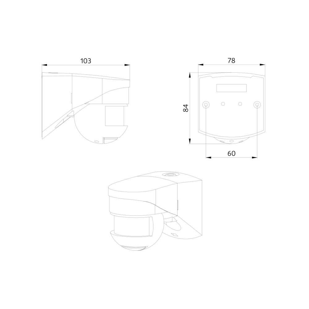 Motion Detector 200° Wall mounting black IP54 12m 1Channel – Image 2 of 4