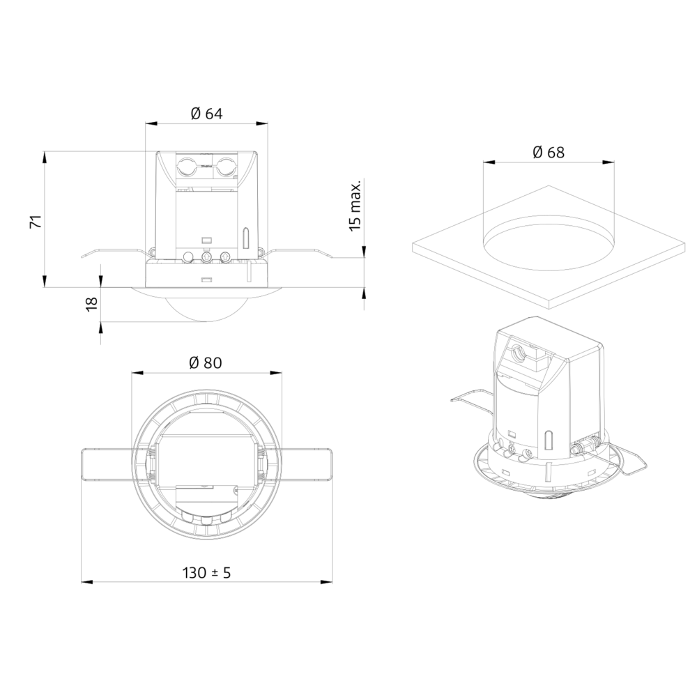 Occupancy detector 1C 360° FC white IP20 10m 1Channel – Image 2 of 4