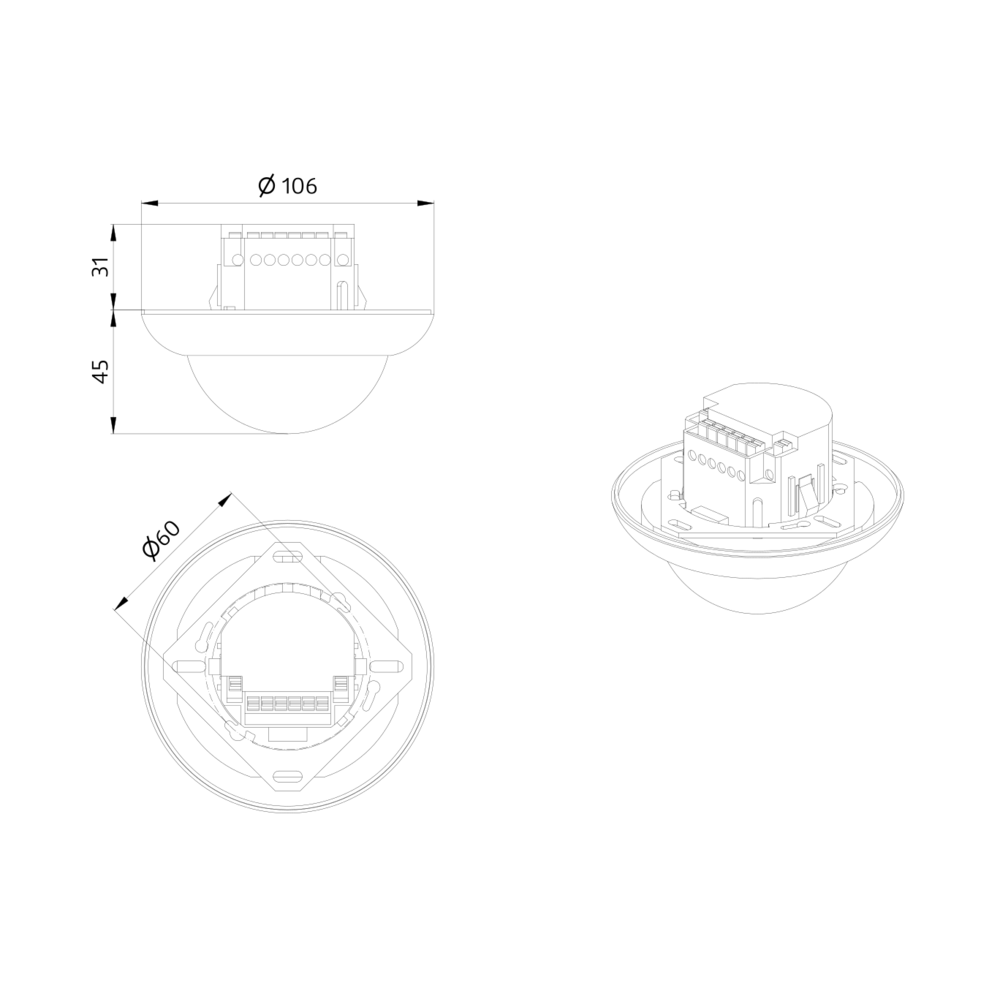 Occupancy detector 1C 360° FM white IP20 24m 1Channel – Image 2 of 4