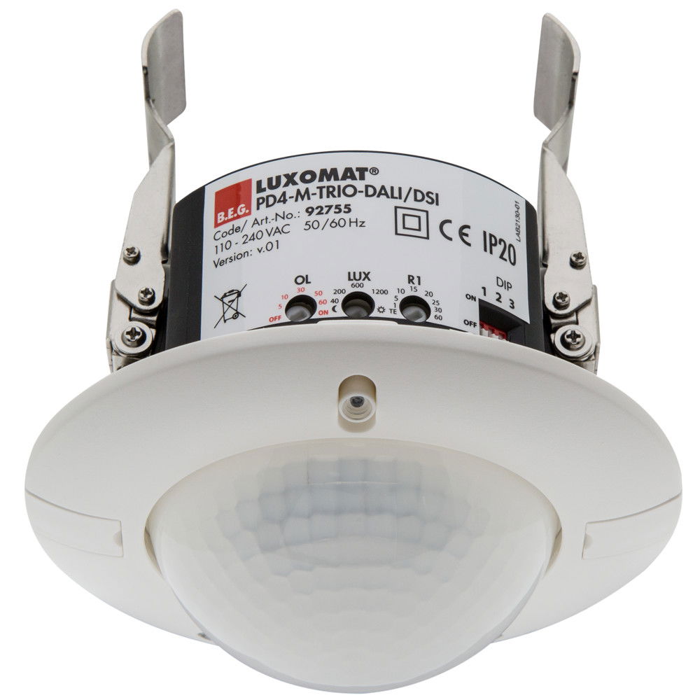 Occupancy detector 3xDALI 360° FC white IP20 DALI 24m 3Channel