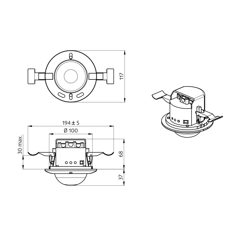 Occupancy detector 3xDALI 360° FC white IP20 DALI 24m 3Channel – Image 2 of 4