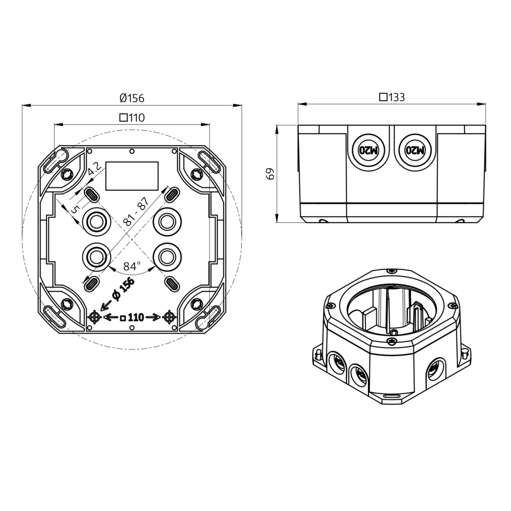Accessory SM socle mounting set IP65 PD4N white – Image 2 of 2
