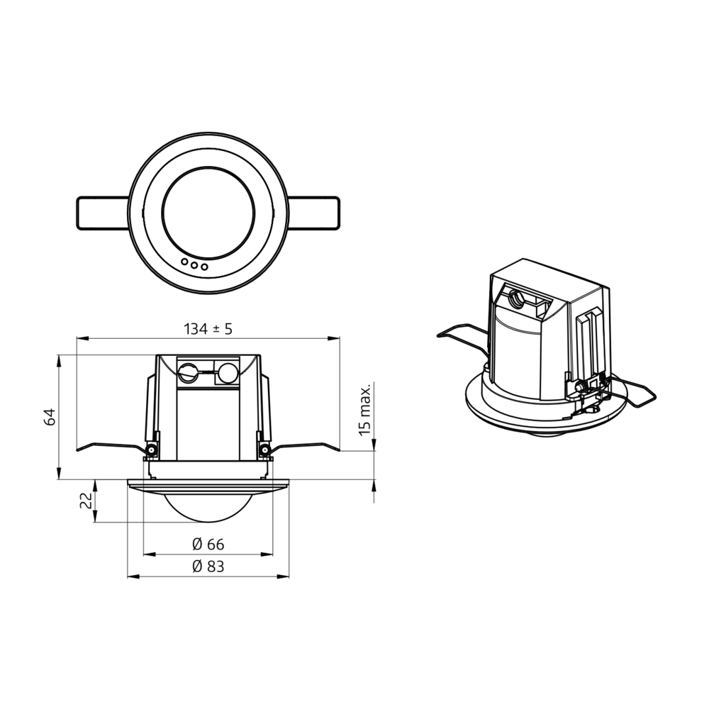 Occupancy detector LED 360° FC white IP20 10m 1Channel – Image 2 of 4