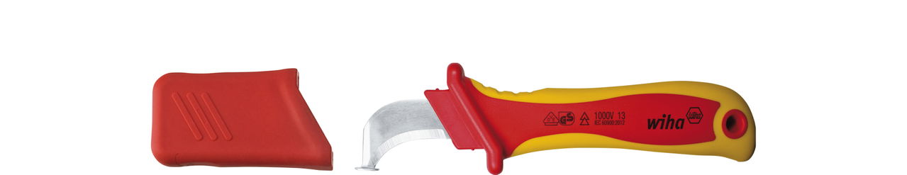 Wiha Cable stripping knife hooked blade with sliding shoe for round cable, in blister pack 200 mm (36053)