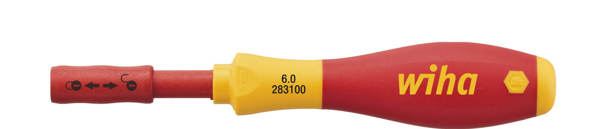 Wiha Screwdriver with bit holder SoftFinish® electric slimVario for slimBits 6.0 mm (34577)