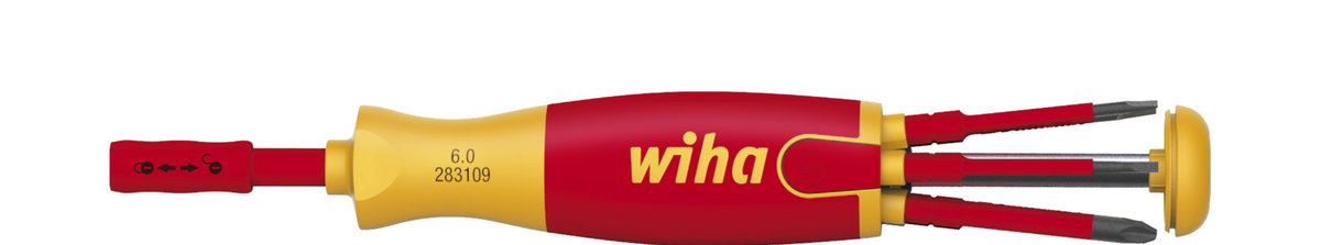 Wiha Screwdriver with bit magazine LiftUp electric Phillips, PlusMinus/Pozidriv, slotted with 6 slimBits (38611)