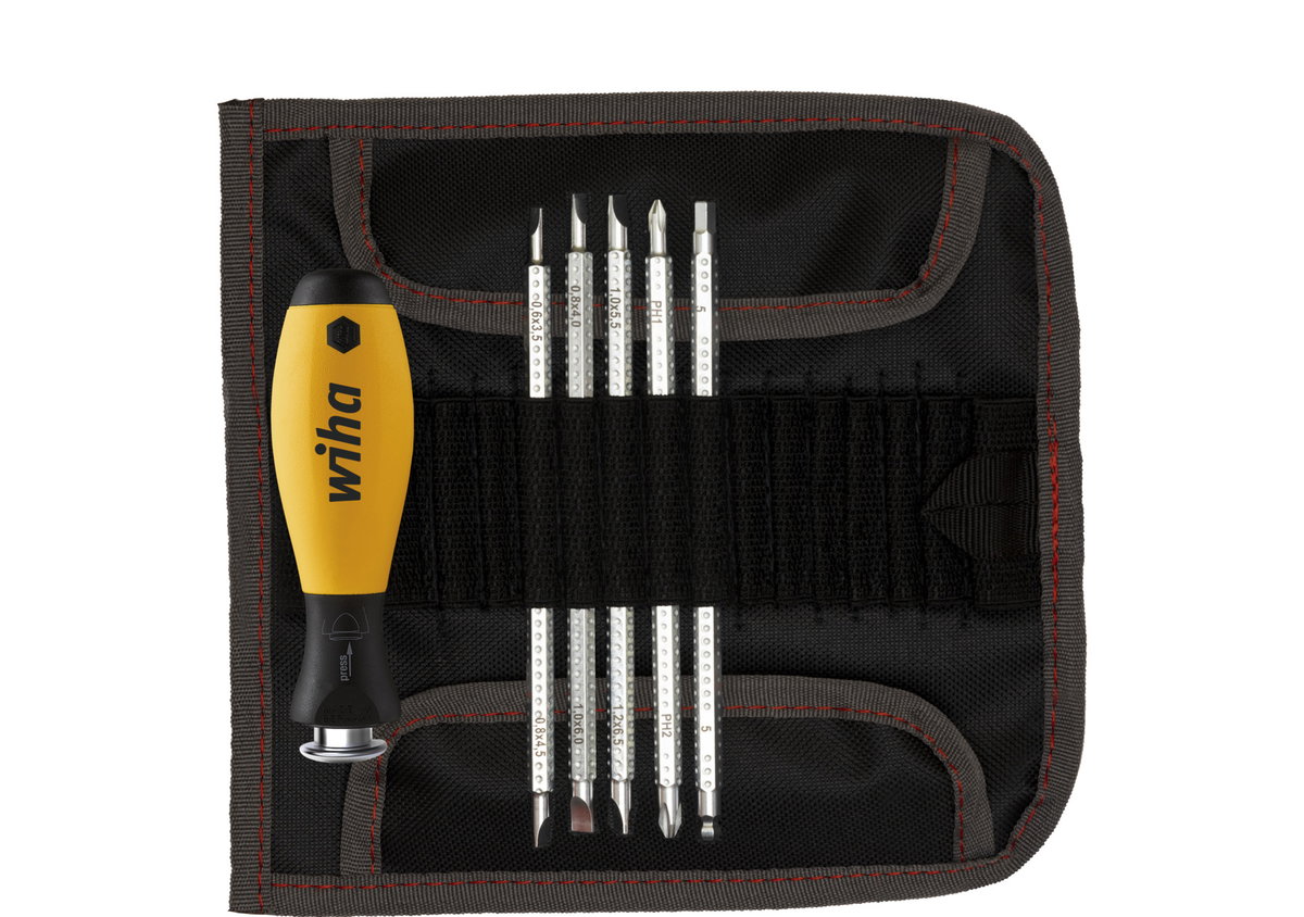 Wiha Screwdriver with interchangeable blade set SYSTEM 6 ESD Mixed 7-pcs. incl. roll-up bag (31497)