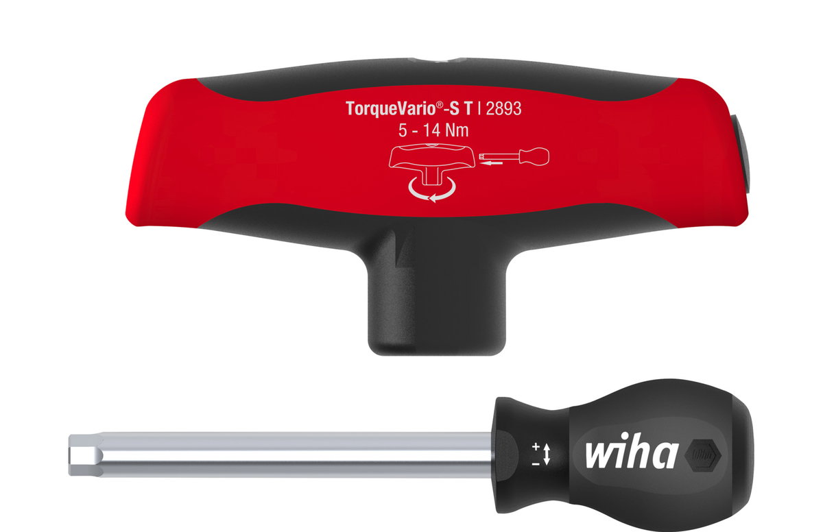 Wiha Torque screwdriver with T-handle TorqueVario®-S T 5-14 Nm variably adjustable torque limit 5 - 14 (29233)