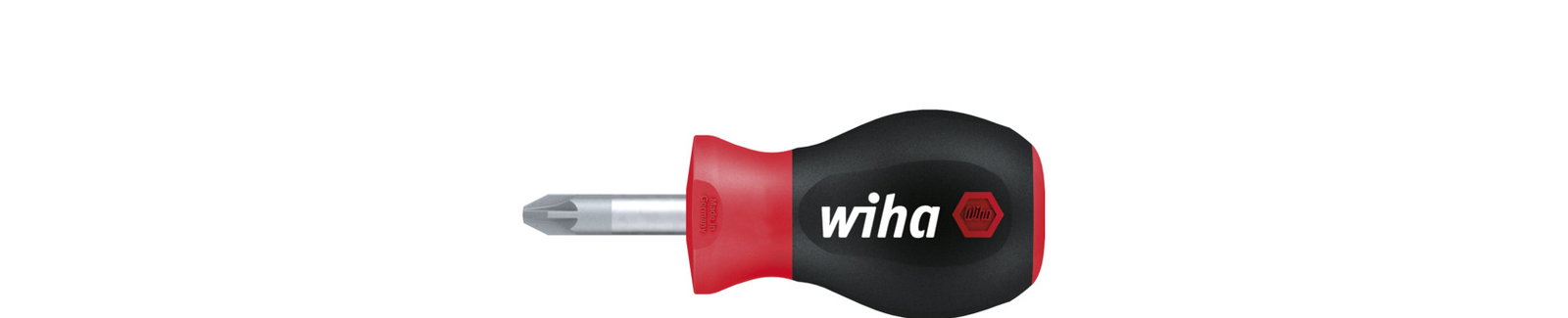 Wiha Screwdriver SoftFinish® Pozidriv with short round blade, Stubby PZ1 x 25 mm (26971)