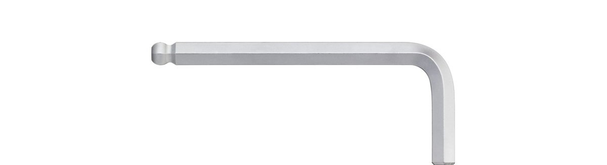 Wiha Ball end hex L-key, short. Hexagonal ball end, short, matt chrome-plated 1.5 mm x 46 mm (40401)