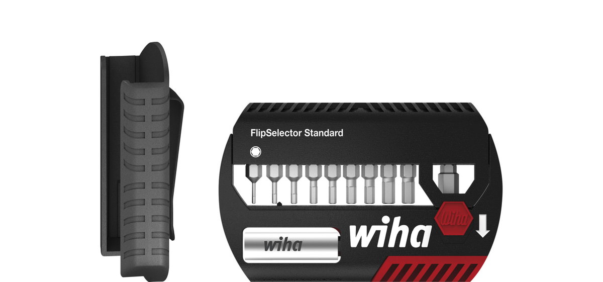 Wiha Bit set FlipSelector Standard 25 mm Hex, 11-pcs., 1/4" C6,3 with belt clip (39059) – Image 2 of 11