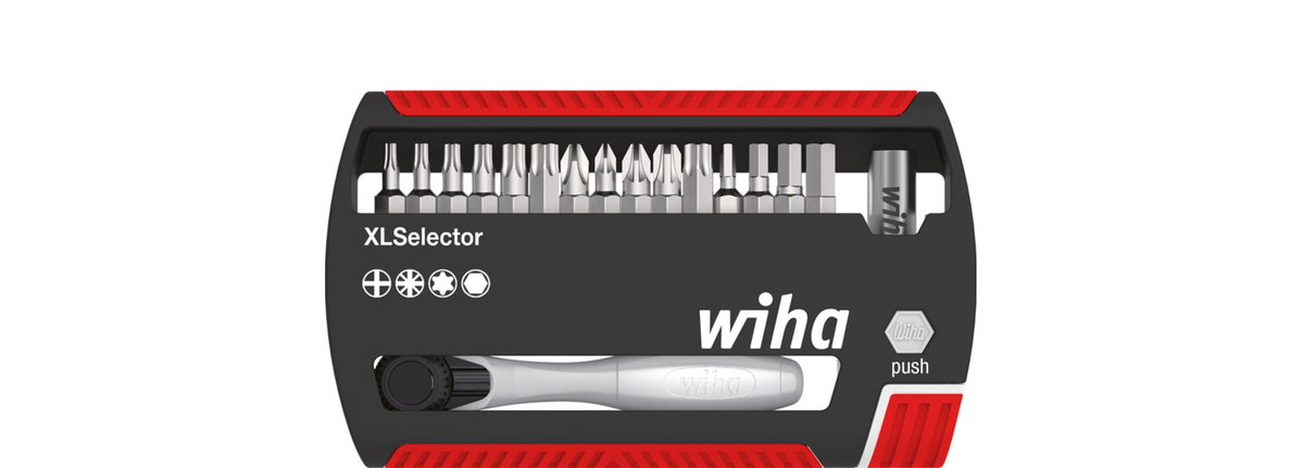 Wiha Bit set XLSelector Standard 25 mm assorted with bit ratchet 16-pcs. 1/4" C6,3 (36951)