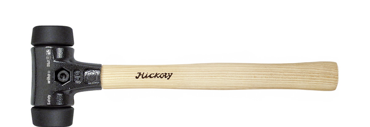 Wiha Soft-faced hammer"Safety" medium soft/medium soft with hickory wooden handle, round hammer face 80, 490 mm (26439)