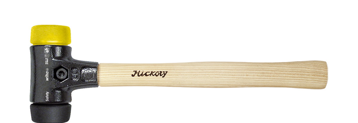 Wiha Soft-faced hammer"Safety" medium soft/medium hard with hickory wooden handle, round hammer face 30, 290 mm (26434)