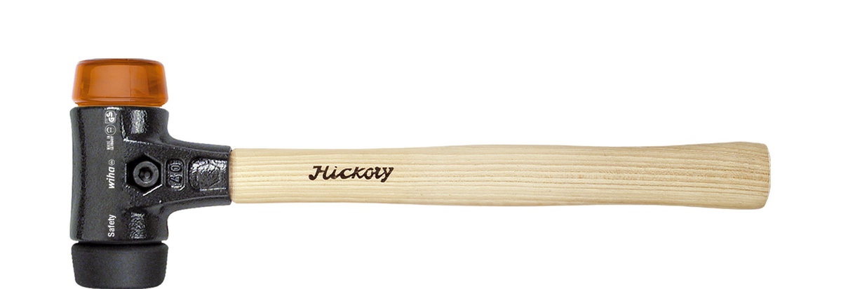 Wiha Soft-faced hammer"Safety" medium soft/hard with hickory wooden handle, round hammer face 40, 325 mm (26612)