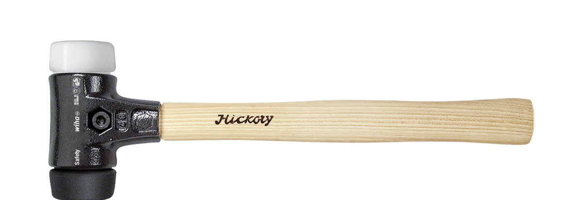 Wiha Soft-faced hammer"Safety" medium soft/very hard with hickory wooden handle, round hammer face 30, 290 mm (26657)