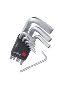 Wiha L-key set in Compact holder Hexagonal ball end, 9-pcs., short, matt chrome-plated in SB-cardboard packaging (40411)