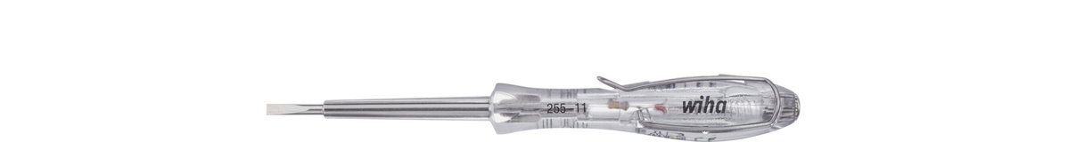 Wiha Voltage tester SoftFinish® single-pole, 110-250 volts Slotted transparent, with push-on clip 3.0 mm (35378)