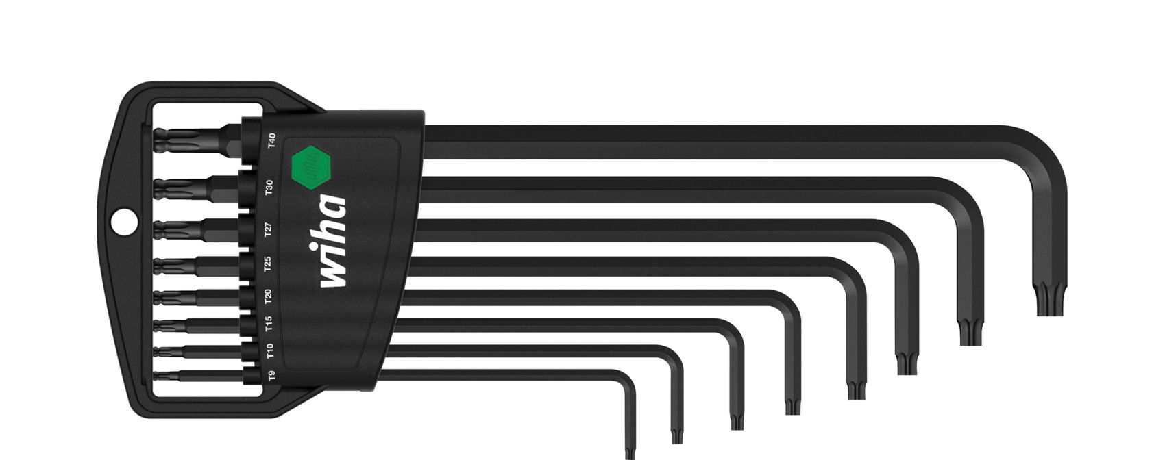 Wiha L-key set in Classic holder TORX® ball end, 8-pcs., black oxidised (32394)