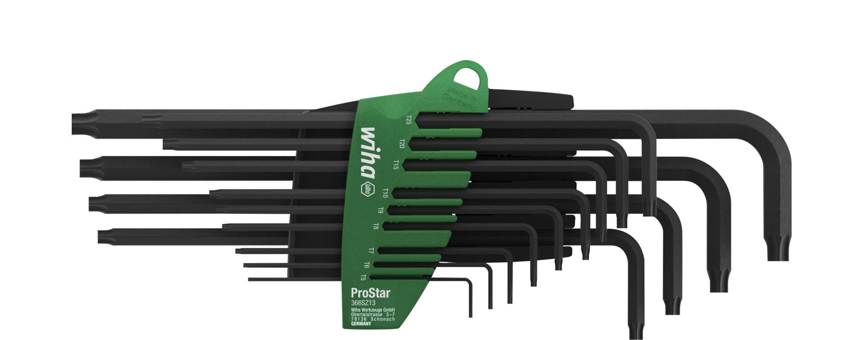 Wiha L-key set in ProStar holder TORX®, 13-pcs., black oxidised in SB-cardboard packaging (24852)
