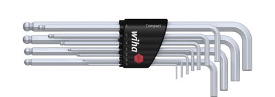 Wiha L-key set in Compact holder Hexagonal ball end matt chrome-plated 11-pcs. (36453)