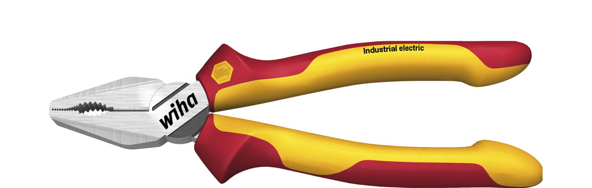 Wiha Industrial electric combination pliers with DynamicJoint® and OptiGrip with extra long cutting edge 180 mm, 7" (33186)