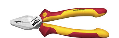Wiha Industrial electric combination pliers with DynamicJoint® and OptiGrip with extra long cutting edge 180 mm, 7" (38855)