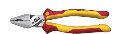 Wiha High-leverage industrial electric combination pliers with DynamicJoint® and OptiGrip in blister pack 225 mm, 9" (38856)
